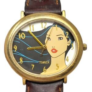 Disney X Timex Pocahontas Vintage Gold Watch Leather Band